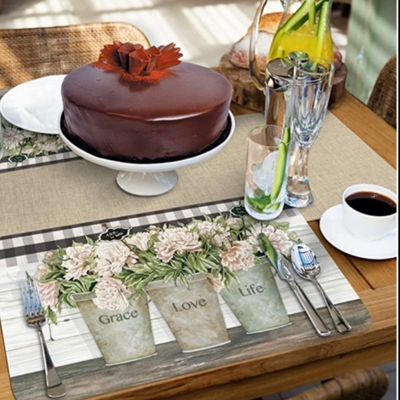 CounterArt Vintage Farmhouse Placemats Reversible Rectangular Placemat S… - Picture 7 of 15